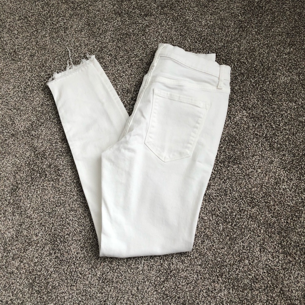 BR button fly white denim